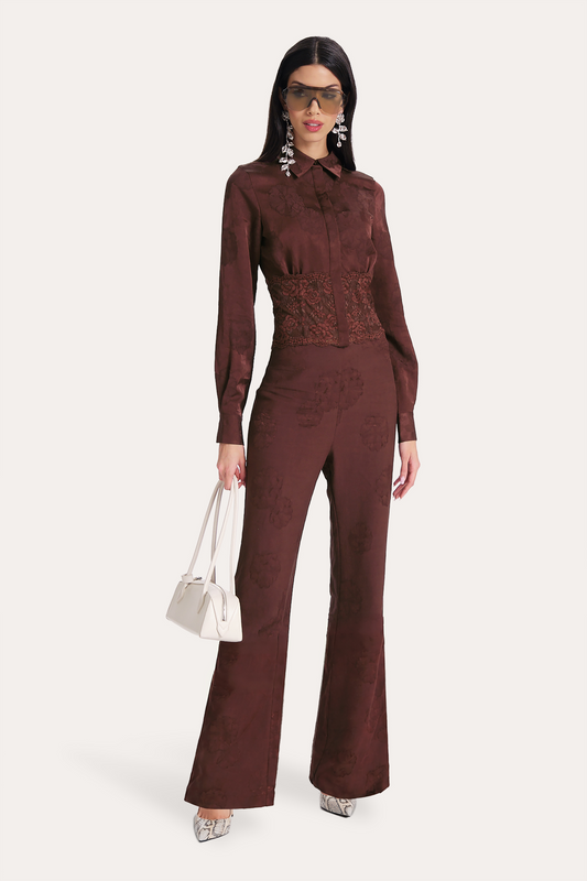 Elie Tahari Savannah Satin Jacquard Pants