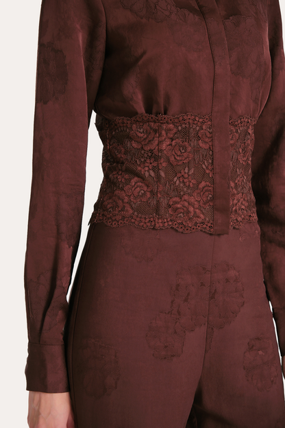 Elie Tahari Savannah Satin Jacquard Pants