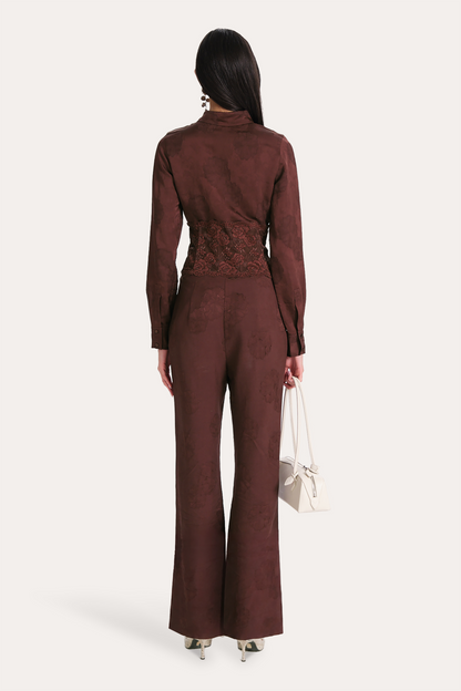 Elie Tahari Savannah Satin Jacquard Pants