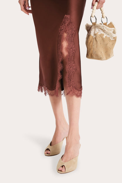 Elie Tahari Brooke Silk Charmeuse Lace Trim Skirt