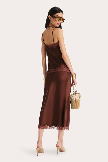 Elie Tahari Brooke Silk Charmeuse Lace Trim Skirt