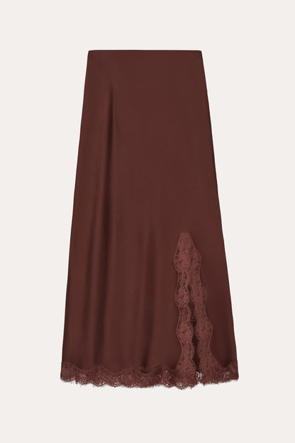 Elie Tahari Brooke Silk Charmeuse Lace Trim Skirt