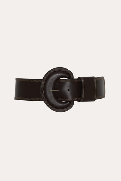 Elie Tahari Round Buckle Leather Belt