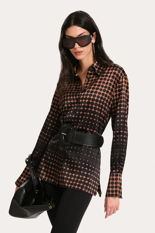 Elie Tahari Round Buckle Leather Belt