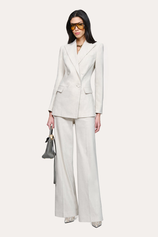 Elie Tahari Solenne Double Breasted Linen Blazer