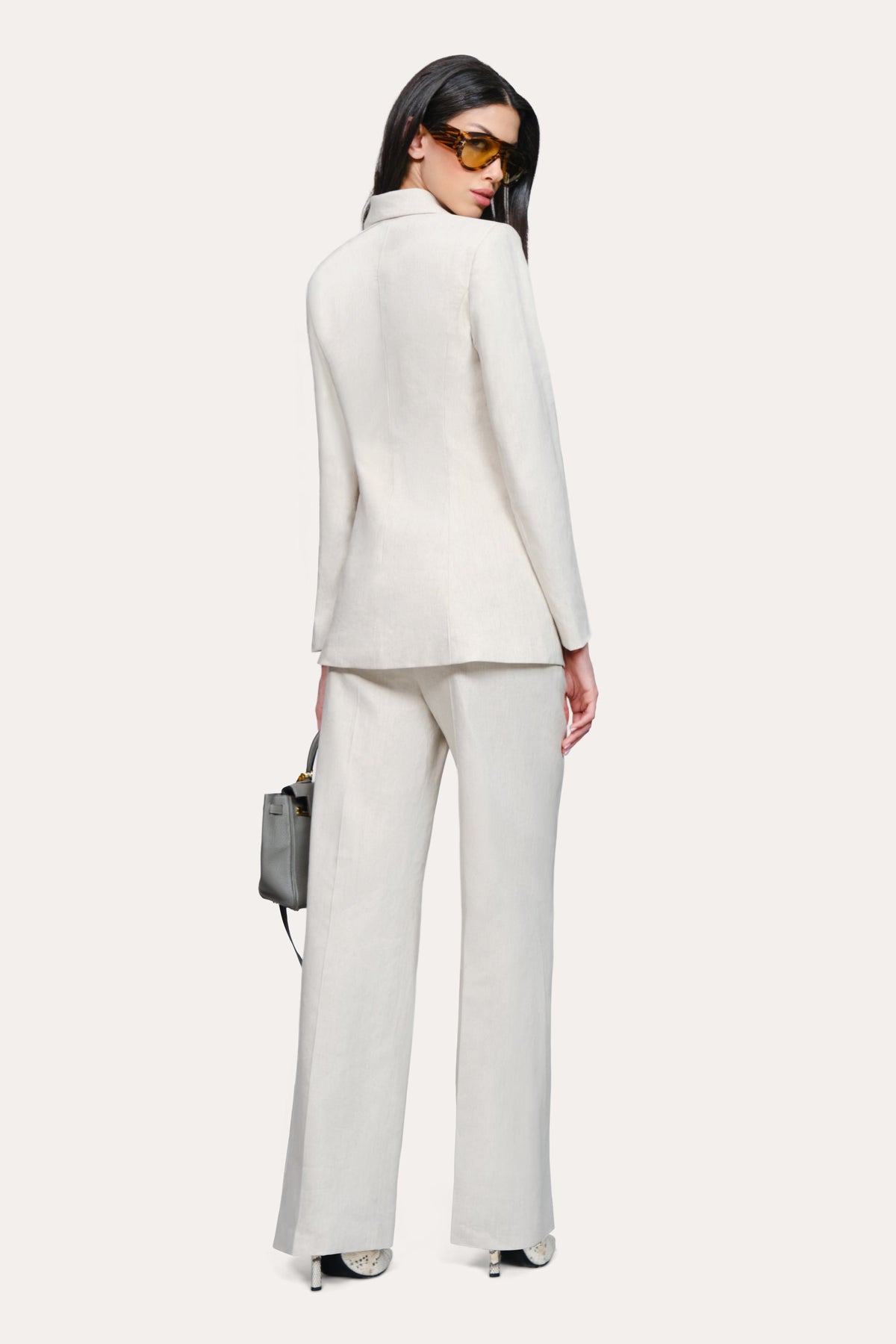 Elie Tahari Solenne Double Breasted Linen Blazer