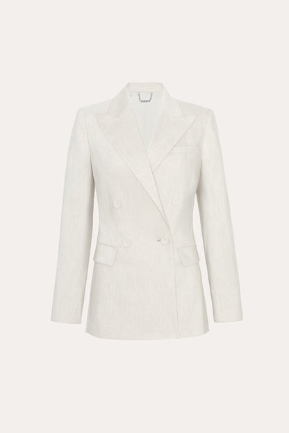 Elie Tahari Solenne Double Breasted Linen Blazer