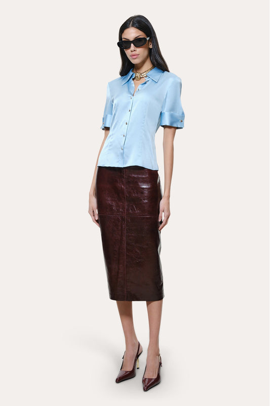 Elie Tahari Sylvie Silk Charmeuse Short Sleeve Shirt