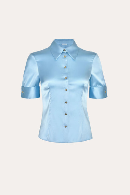 Elie Tahari Sylvie Silk Charmeuse Short Sleeve Shirt