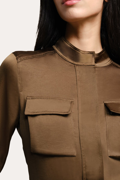 Elie Tahari Olivia Utility Satin Jacket