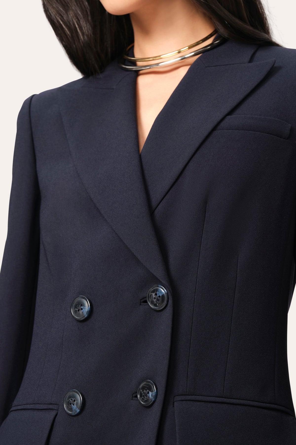 Elie Tahari Double Breasted Crepe Blazer