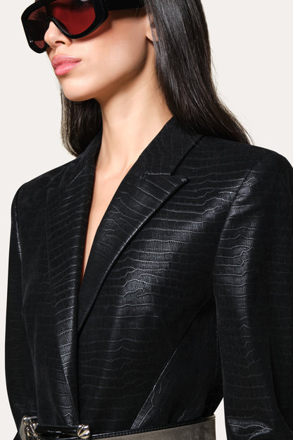 Elie Tahari Crocodile Panel Blazer