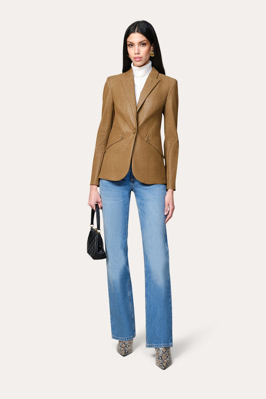 Elie Tahari Crocodile Panel Blazer