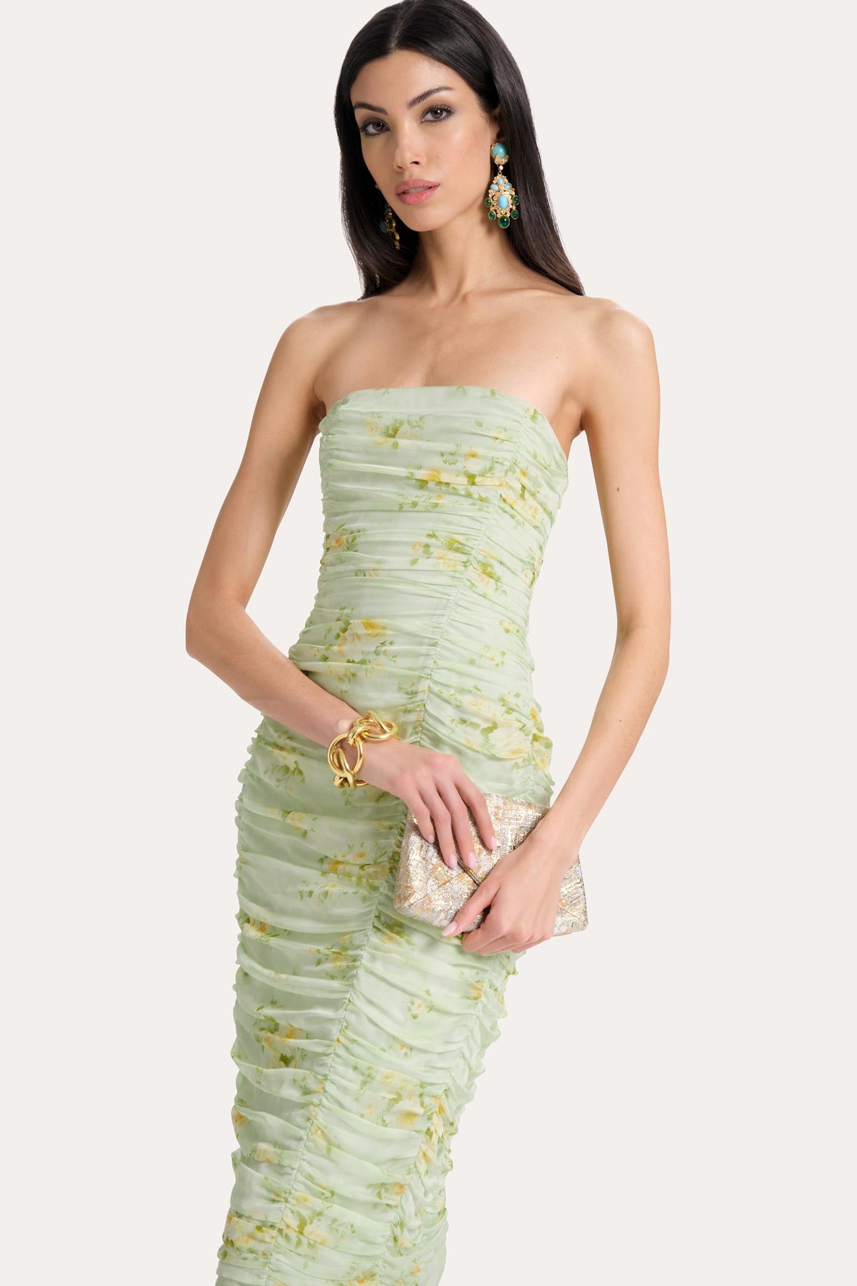 Elie Tahari Sierra Ruched Silk Chiffon Dress