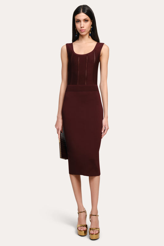 Elie Tahari Sylvie Milano Pointelle Midi Dress