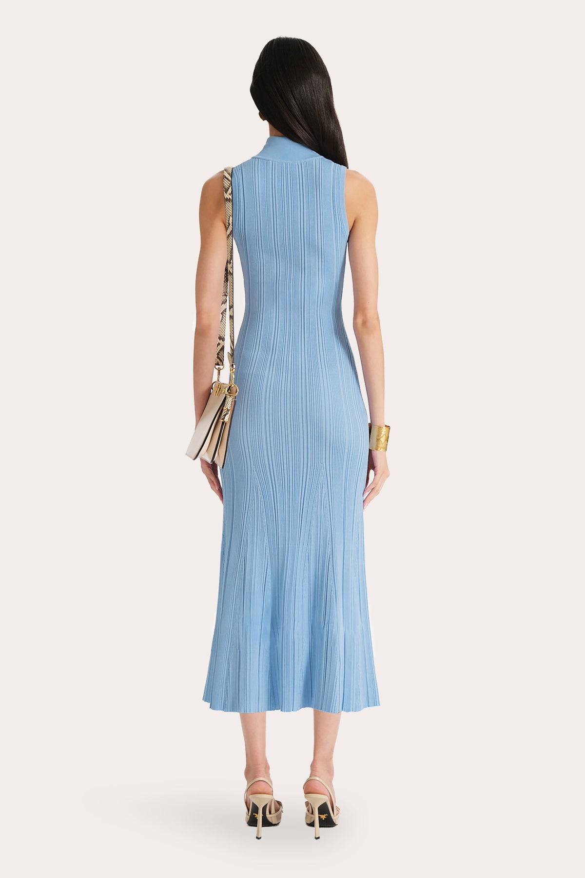 Elie Tahari Azura Ribbed Trumpet Mock Neck Dress