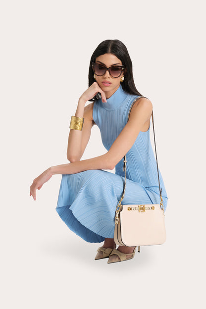 Elie Tahari Azura Ribbed Trumpet Mock Neck Dress