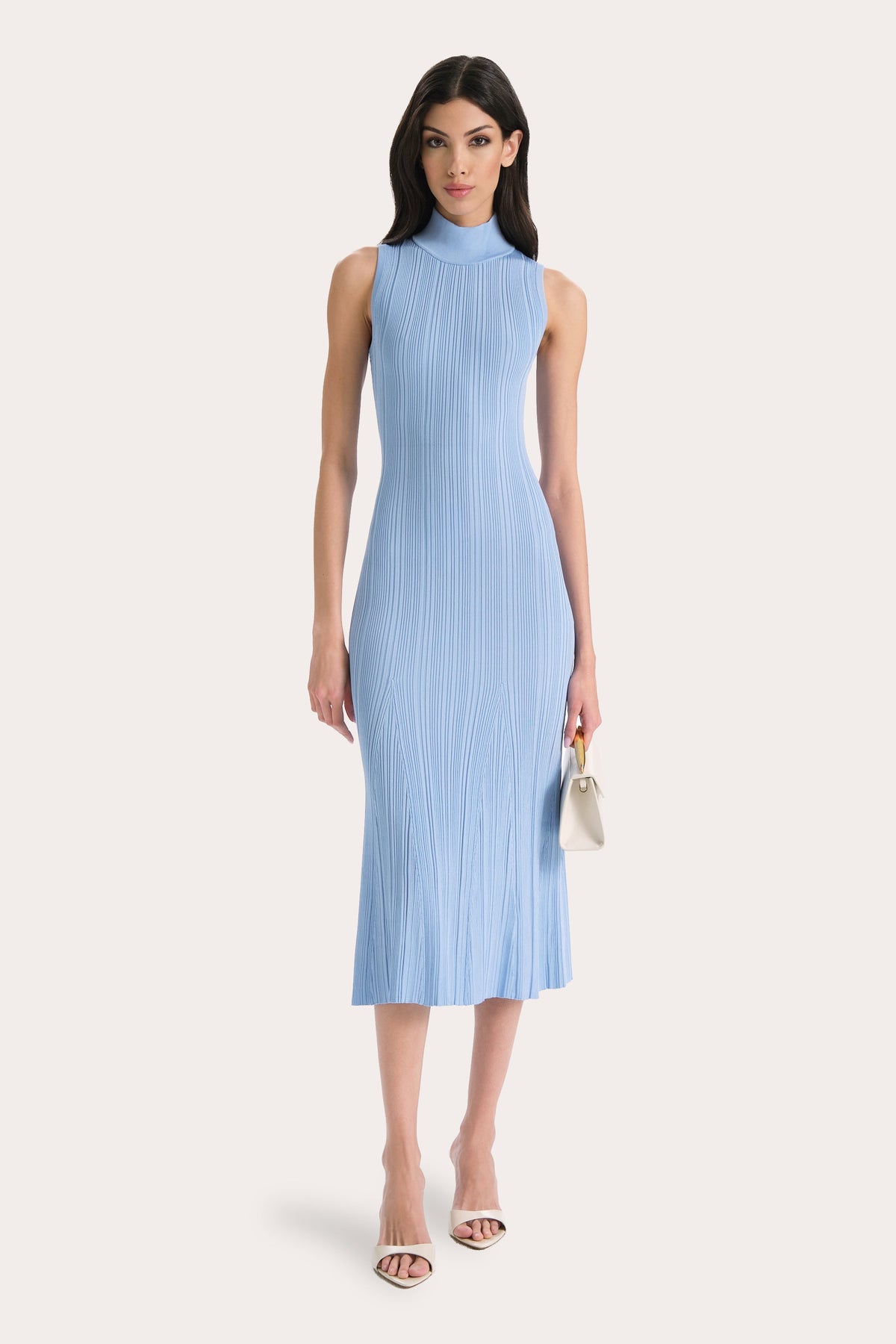 Elie Tahari Azura Ribbed Trumpet Mock Neck Dress