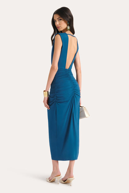 Elie Tahari Gwen Ruched Midi Dress
