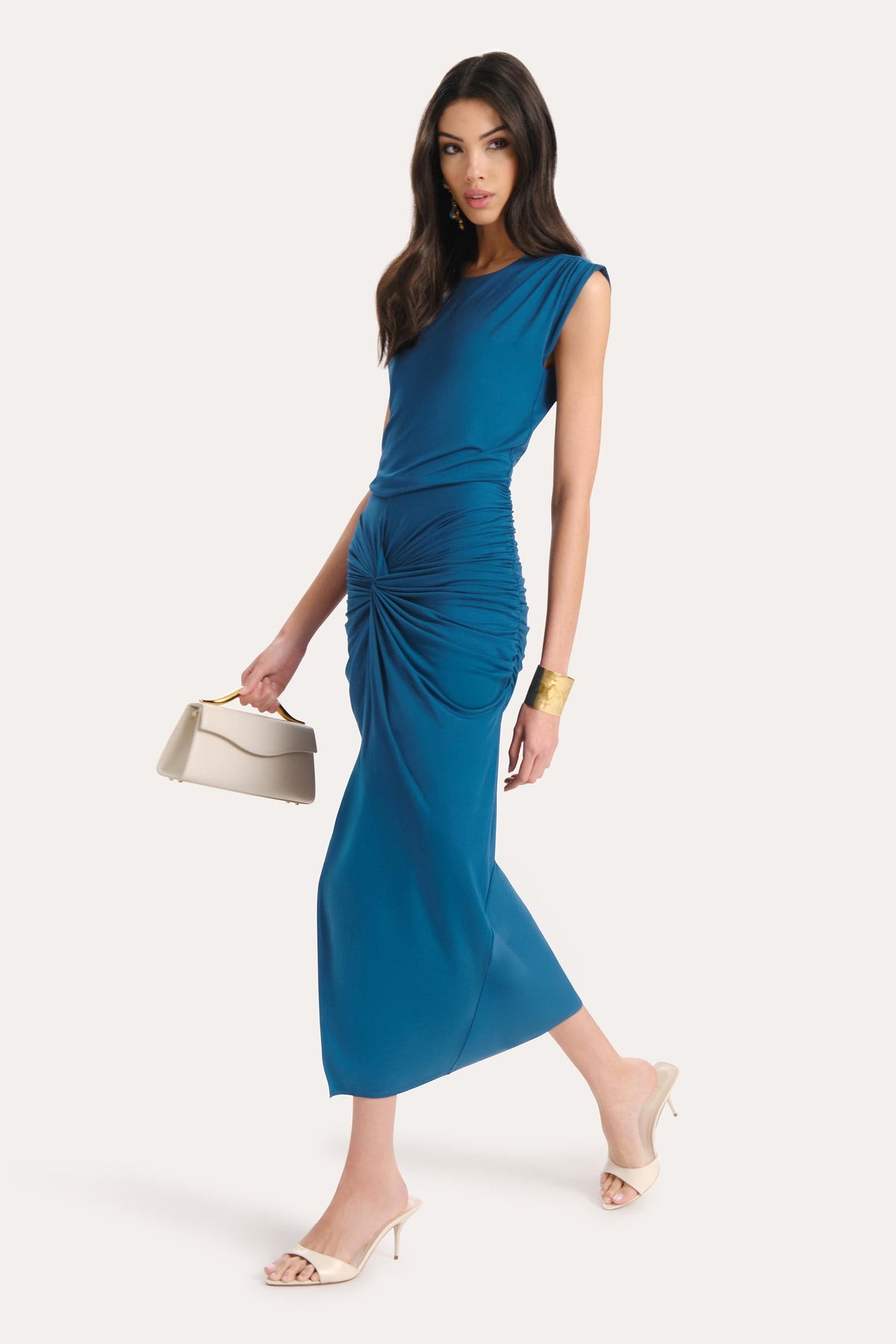 Elie Tahari Gwen Ruched Midi Dress