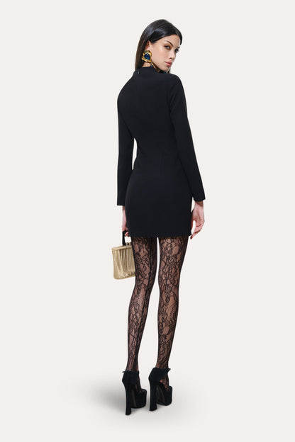 Elie Tahari Harper Japanese Crepe Mock Neck Mini Dress