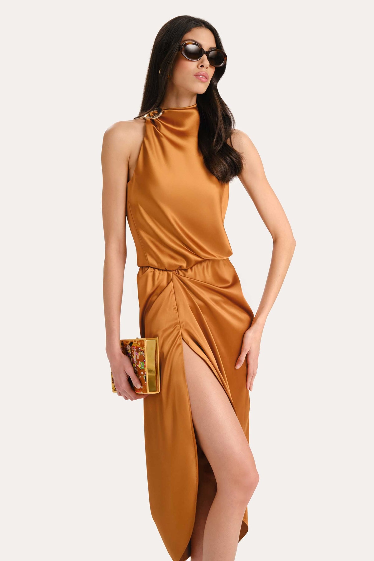 Elie Tahari Josephine Draped Halter Dress