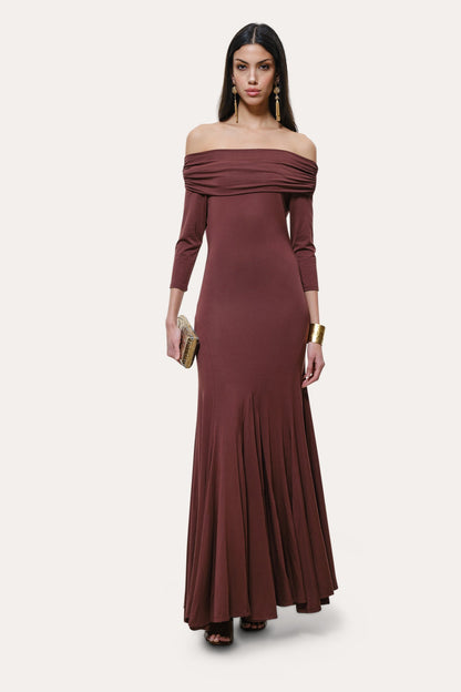 Elie Tahari Olympia Off-Shoulder Flare Dress