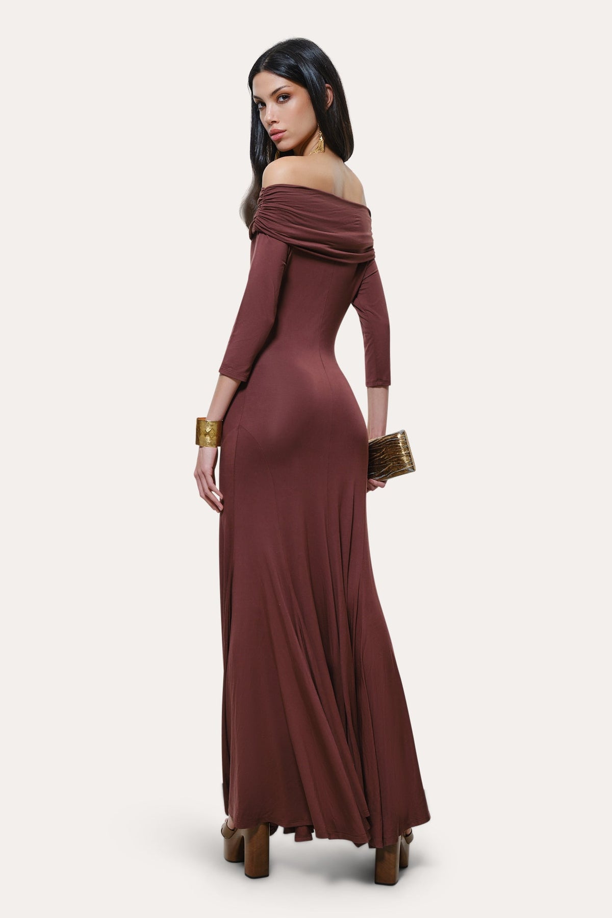 Elie Tahari Olympia Off-Shoulder Flare Dress