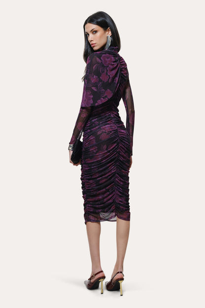 Elie Tahari Georgia Ruched Mesh Dress