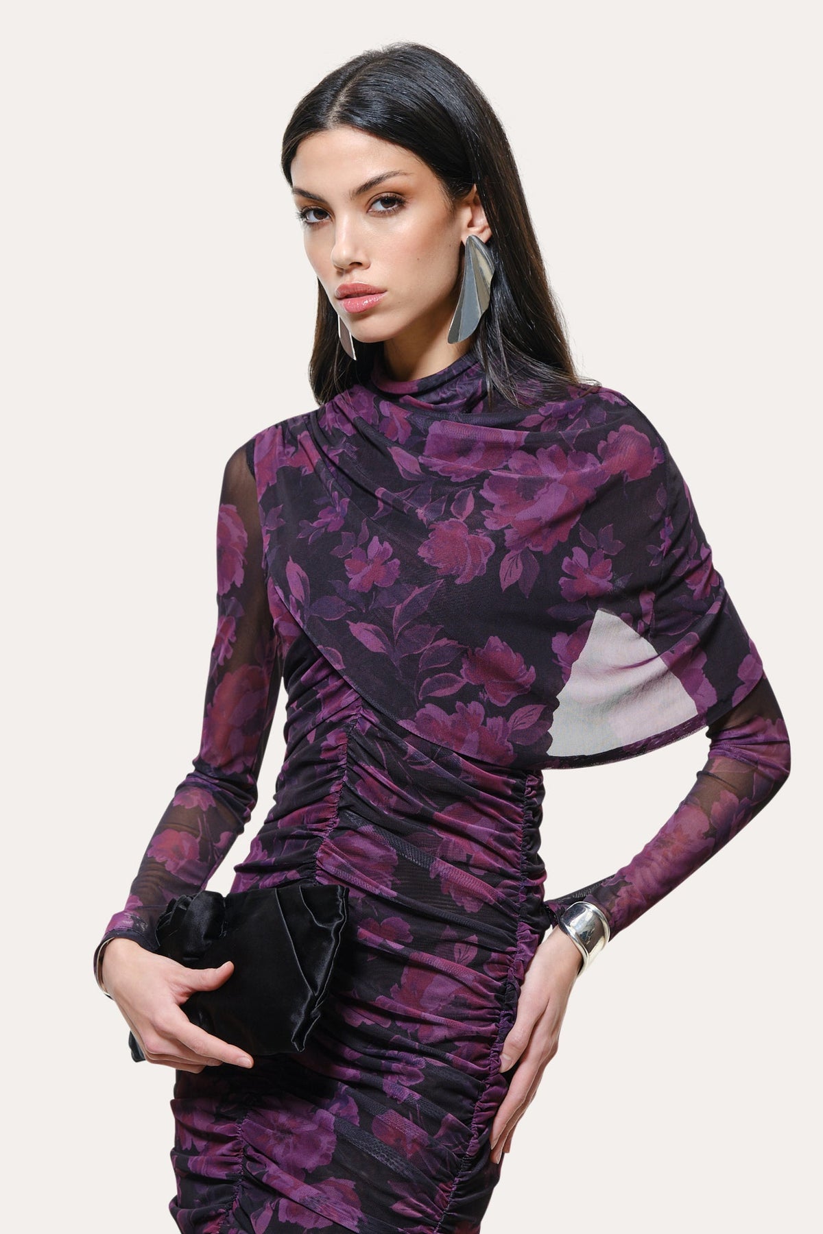 Elie Tahari Georgia Ruched Mesh Dress
