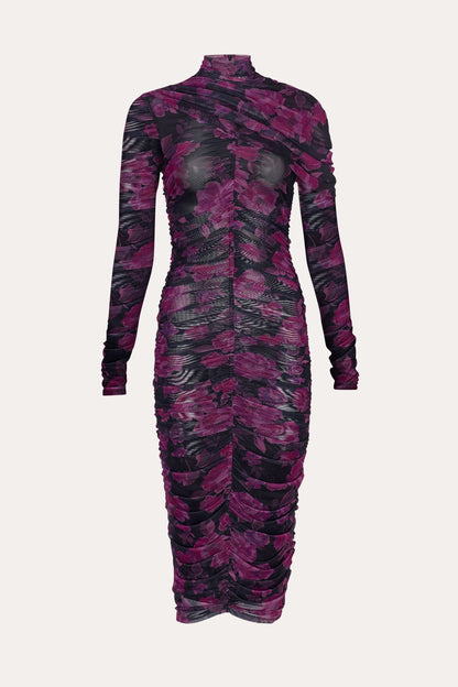 Elie Tahari Georgia Ruched Mesh Dress