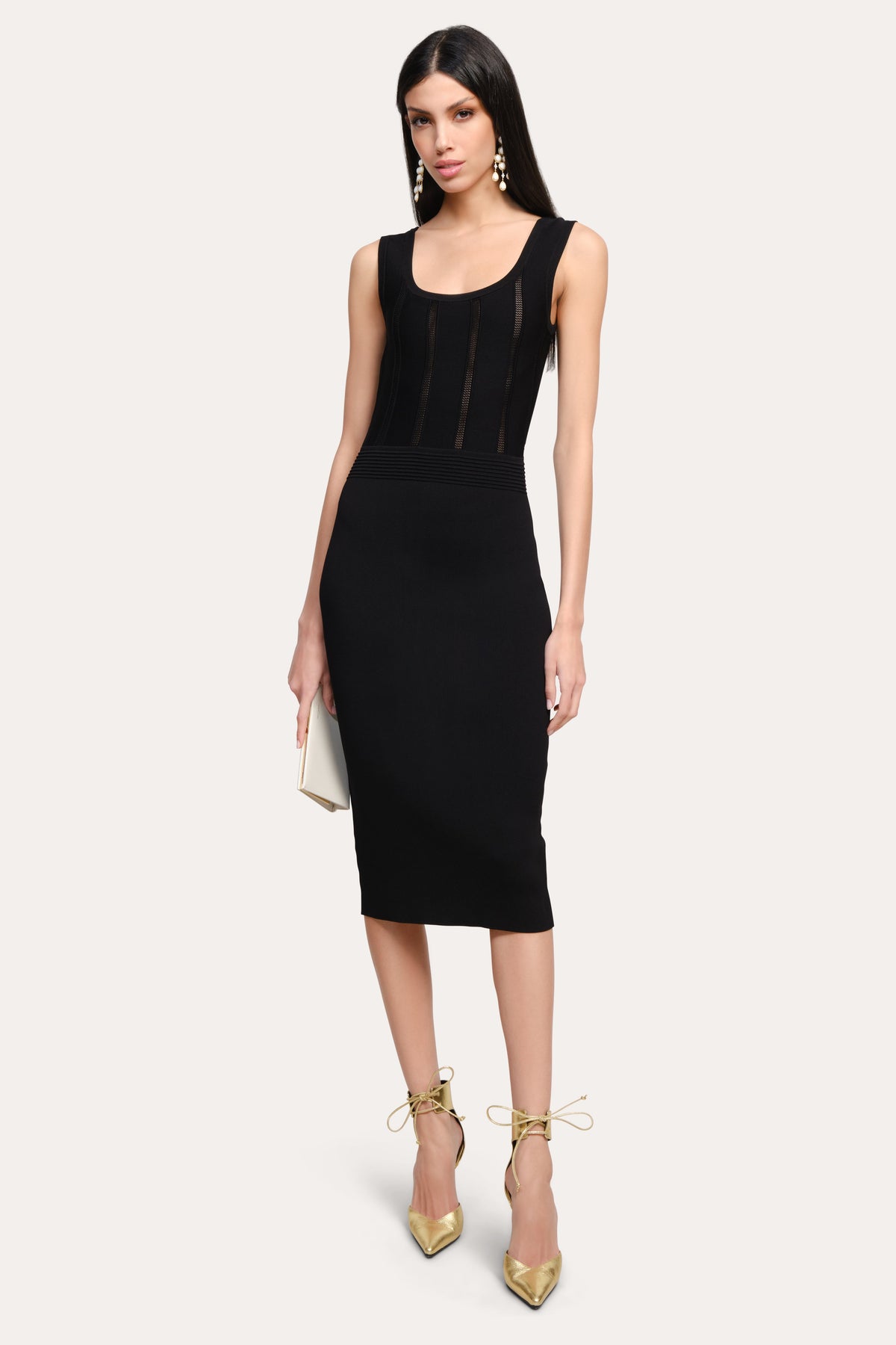 Elie Tahari Sylvie Milano Pointelle Midi Dress