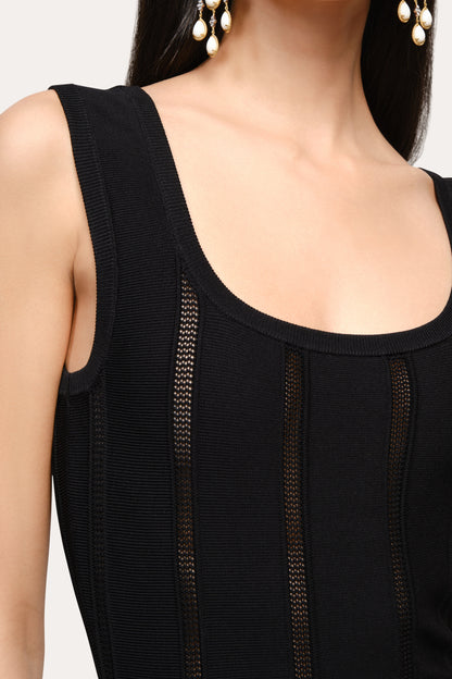 Elie Tahari Sylvie Milano Pointelle Midi Dress