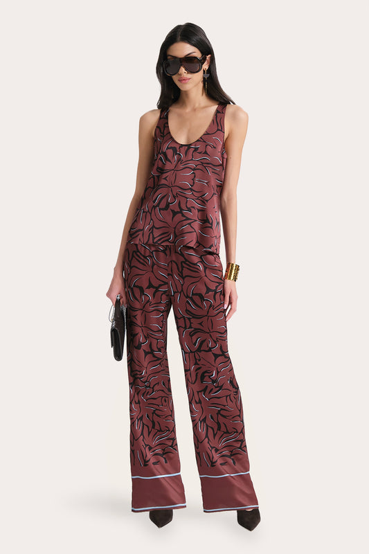 Elie Tahari Naya Silk Charmeuse Coral Print Top
