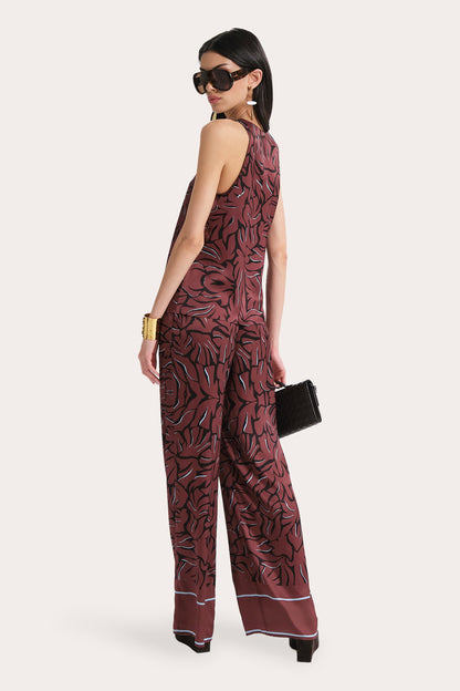 Elie Tahari Naya Silk Charmeuse Coral Print Top