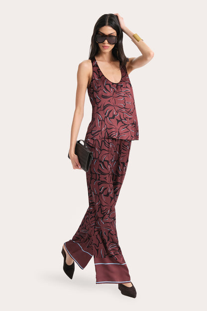 Elie Tahari Naya Silk Charmeuse Coral Print Top