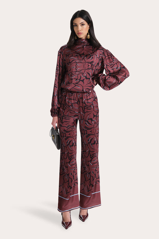 Elie Tahari Naya Silk Charmeuse Coral Print Blouse