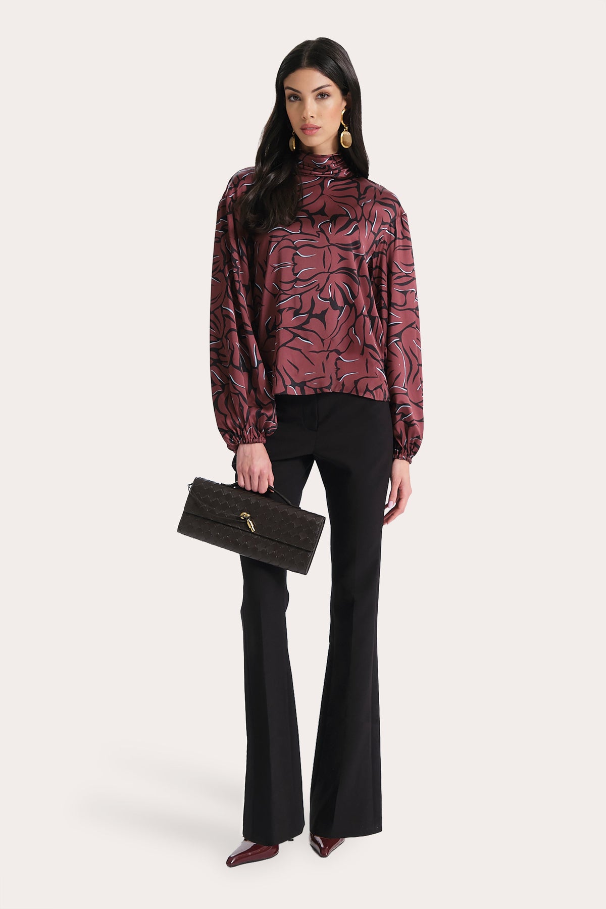 Elie Tahari Naya Silk Charmeuse Coral Print Blouse