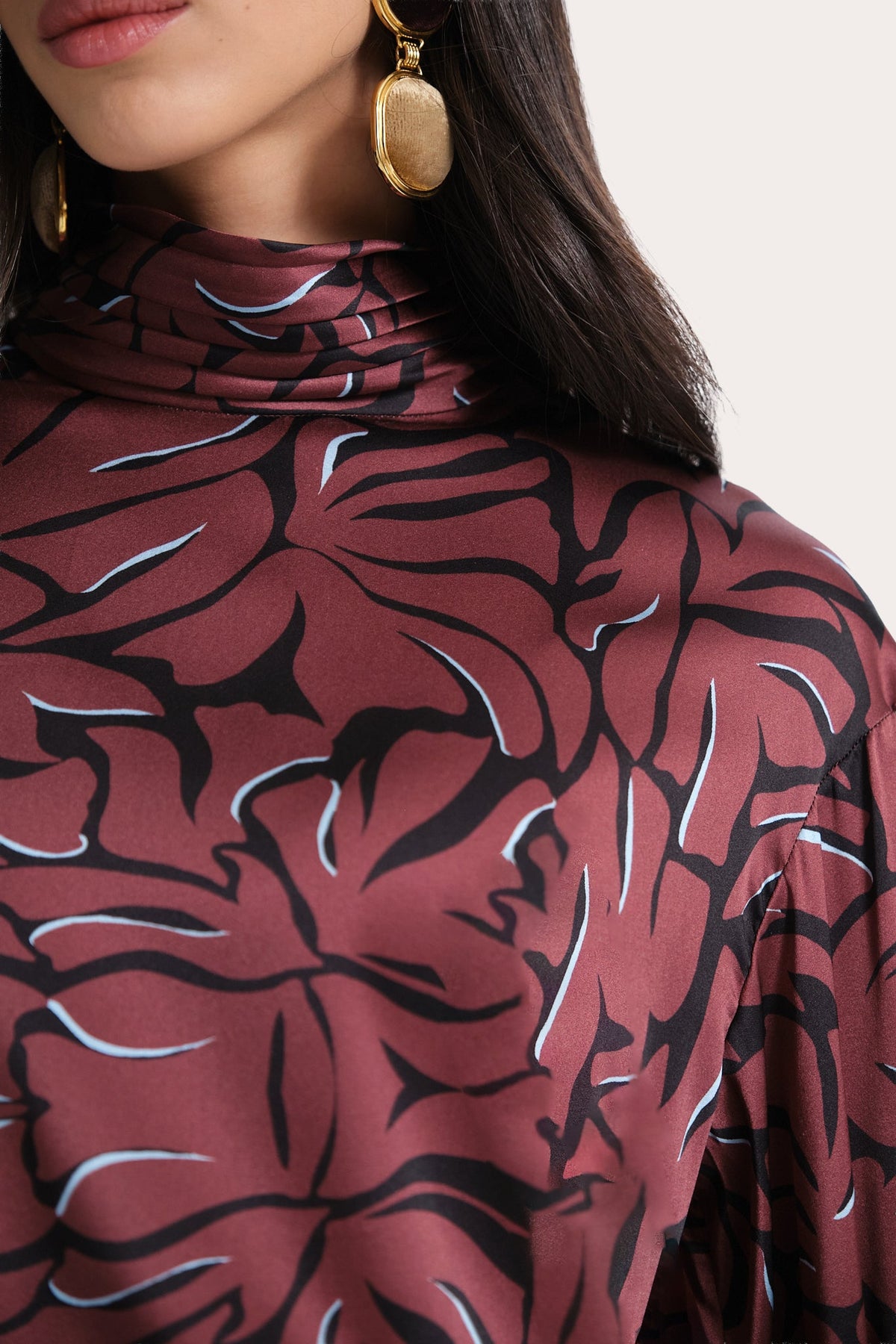 Elie Tahari Naya Silk Charmeuse Coral Print Blouse