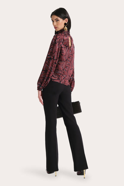 Elie Tahari Naya Silk Charmeuse Coral Print Blouse