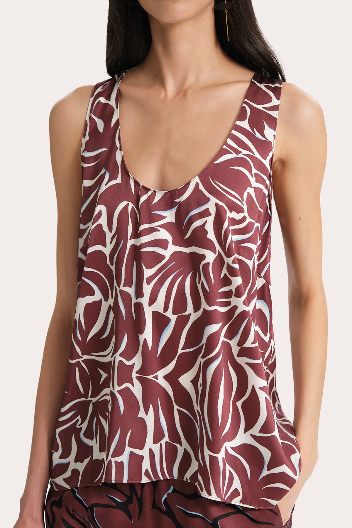 Elie Tahari Naya Silk Charmeuse Coral Print Top