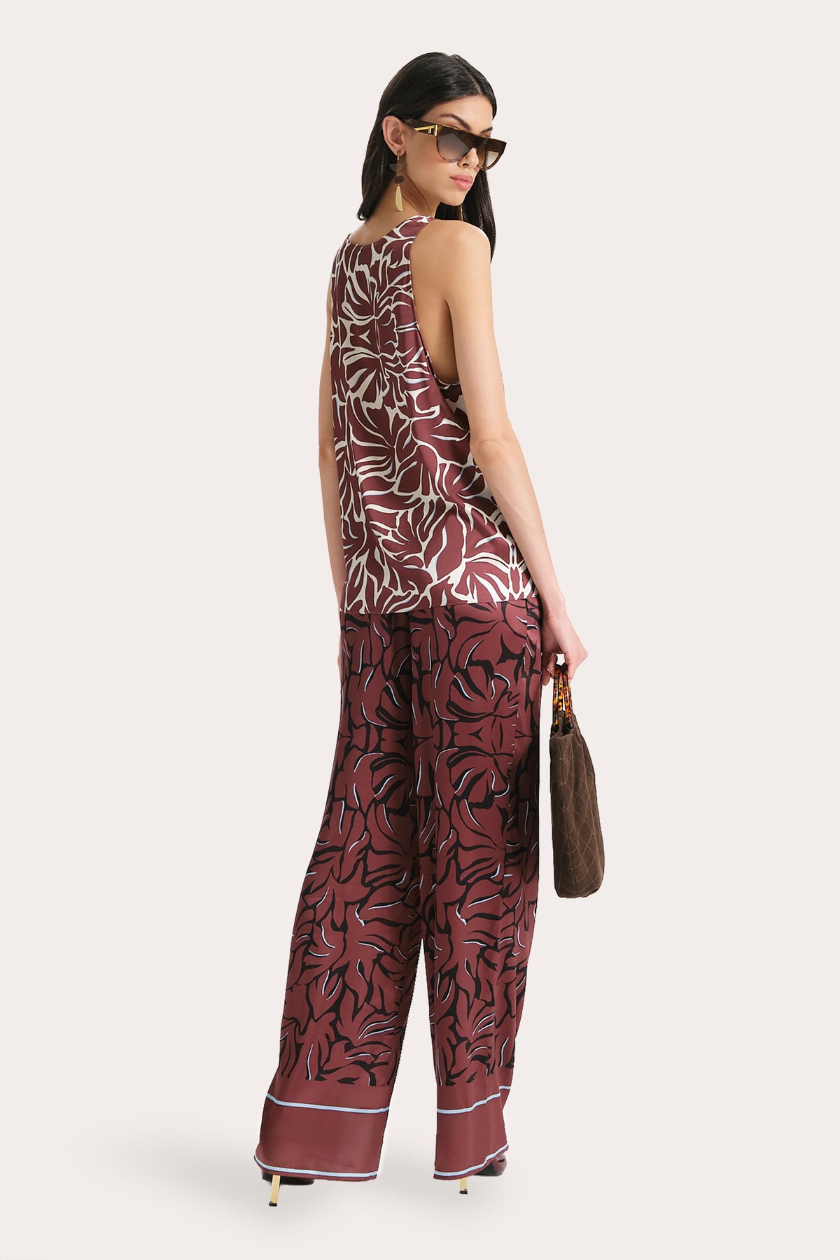 Elie Tahari Naya Silk Charmeuse Coral Print Top