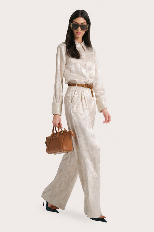 Elie Tahari Terra Jacquard Button Down Blouse