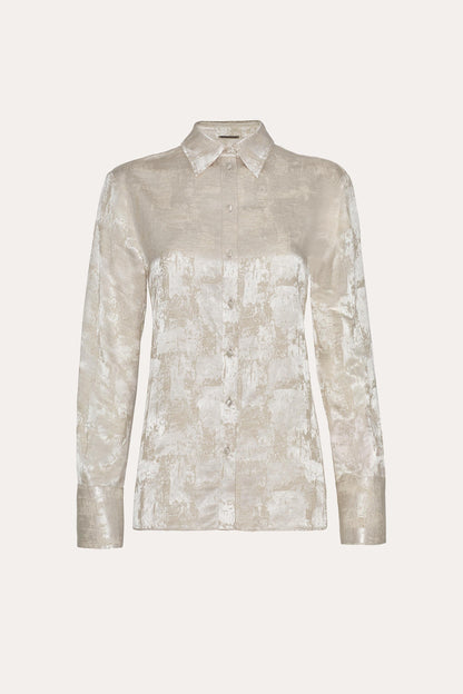 Elie Tahari Terra Jacquard Button Down Blouse