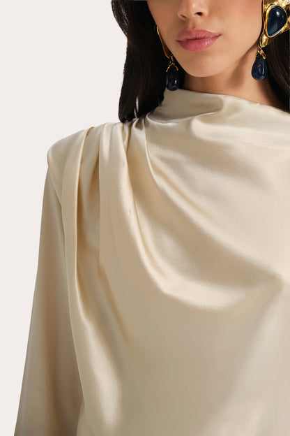 Elie Tahari Leah Silk Charmeuse Ruched Long Sleeve Shirt