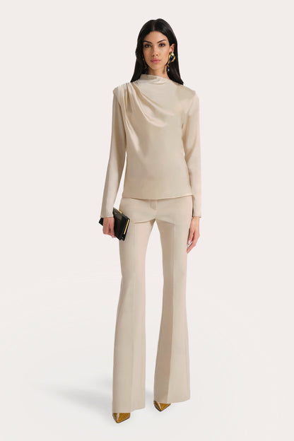 Elie Tahari Leah Silk Charmeuse Ruched Long Sleeve Shirt