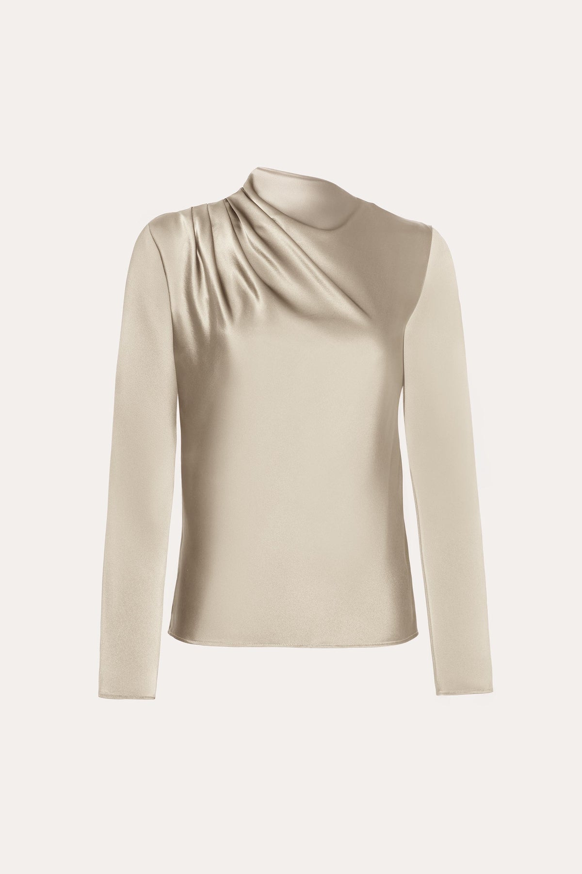 Elie Tahari Leah Silk Charmeuse Ruched Long Sleeve Shirt