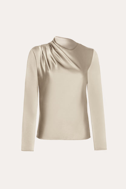 Elie Tahari Leah Silk Charmeuse Ruched Long Sleeve Shirt
