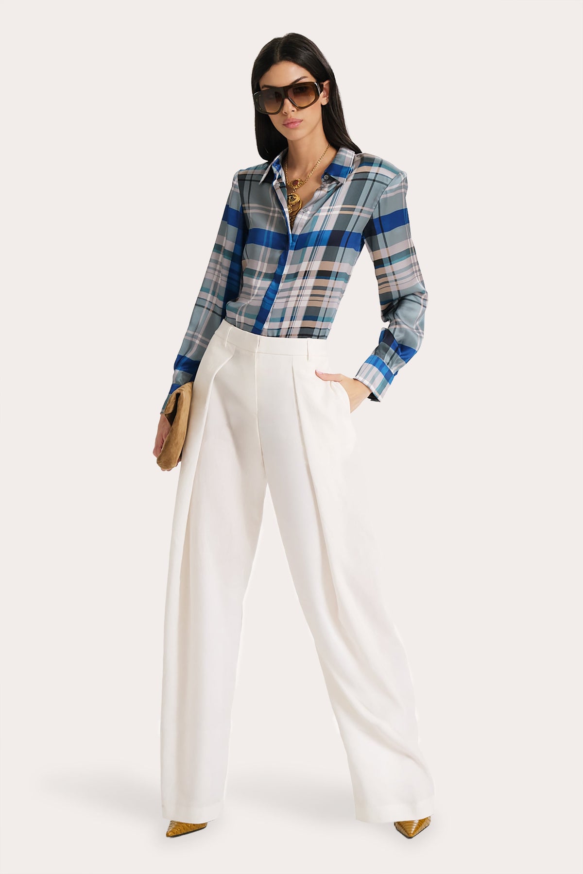 Elie Tahari Emma Tailored Silk Charmeuse Blouse