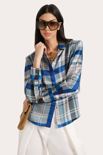Elie Tahari Emma Tailored Silk Charmeuse Blouse
